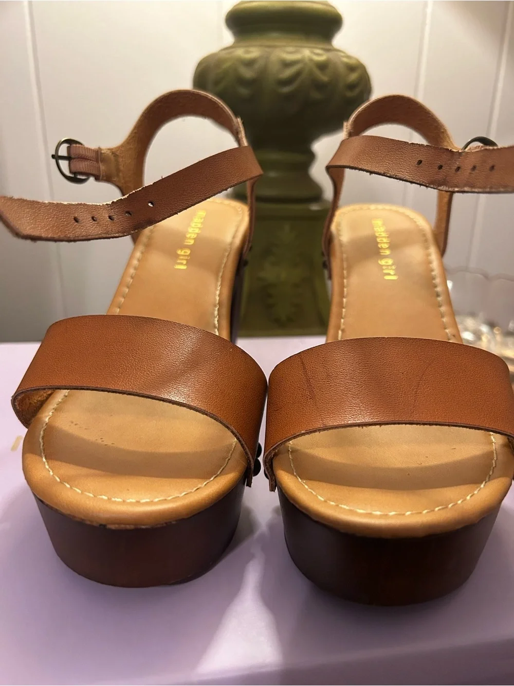 Madden Girl Cognac Brown Platform Sandals